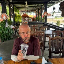 Gota Coffee cafe. He 'gotta' coffee in his hand 😄
