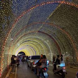 Fairy lights and stalls were being set up as we crawled through Ayutthaya's busy streets.