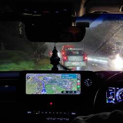 Through the limo window in the pouring rain en route to Tullamarine