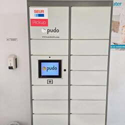 I thought these were places to leave laundry at the laundromat, but they are package delivery boxes