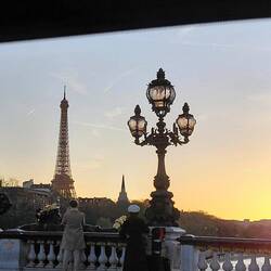 Crossing Pont Alexandre III at sunset