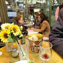 Looking out the windows into a typical Parisian scene