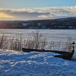 Abendstimmung in unserer Blockhütte.