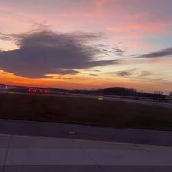 Takeoff and climb video with a spectacular sunset view.