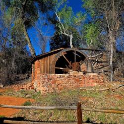 Water wheel at Crescent Moon Ranch