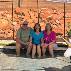 Ron, Connie, & Peg, poolside at our rental house in West Sedona