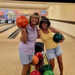 Bowling at the Bell Rec Center in Sun City...Sarah & Denise