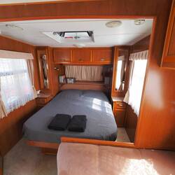 Only accomodation available was a caravan, a little unstable in the strong winds