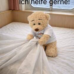 Freiwilliges Bettenabziehen am letzten Tag, wir sind dabei