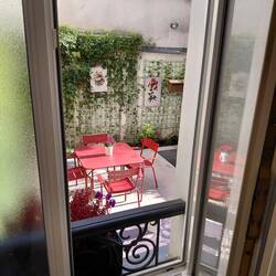 View from our bathroom window into the delightful courtyard