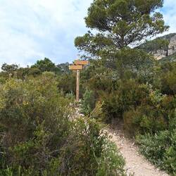 Man könnte links ins Dorf laufen, ca. 1 km