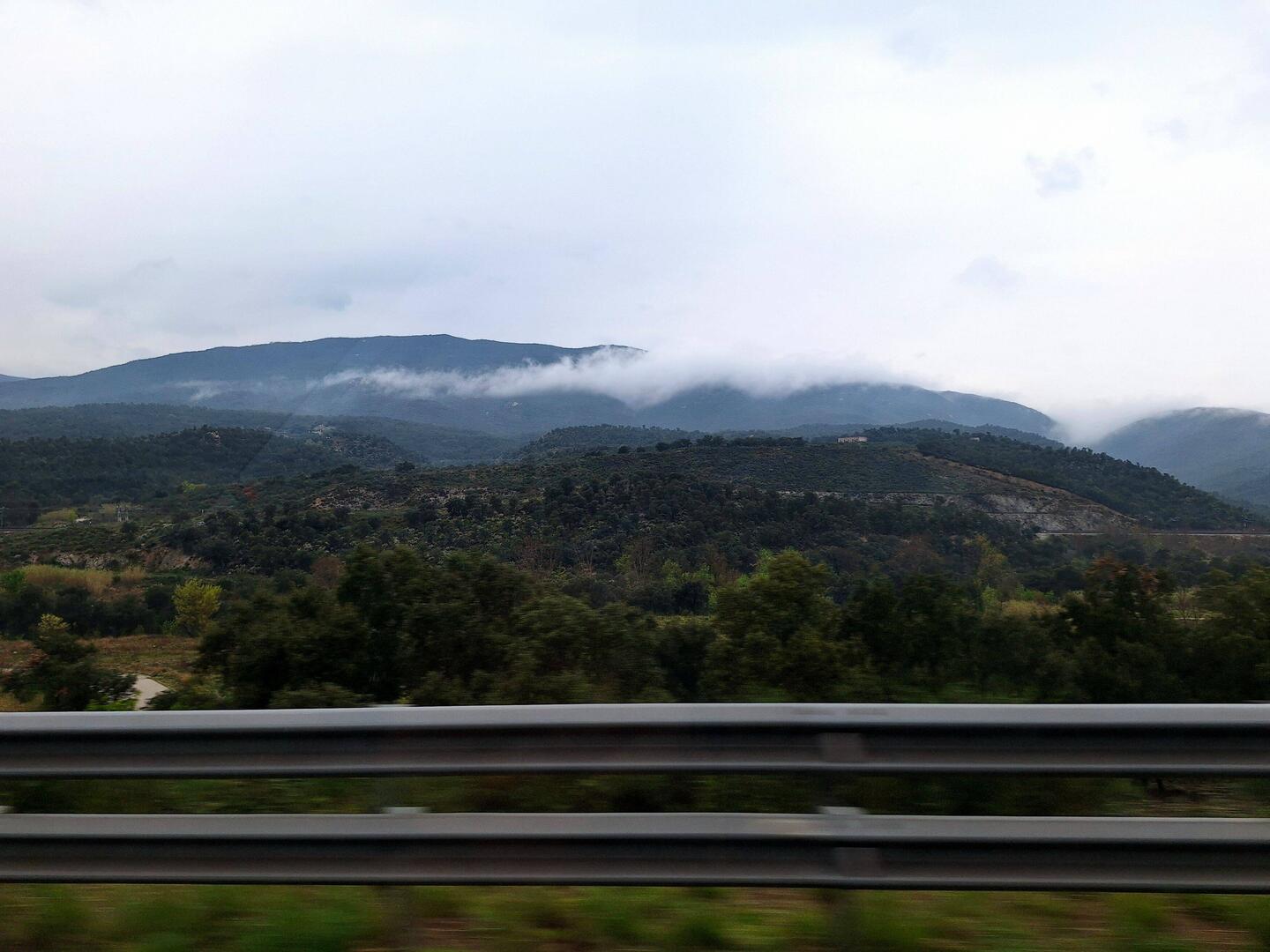 Regen auf der Fahrt nach Spanien