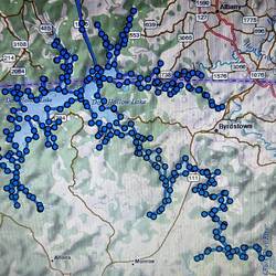 My Inreach track showing our path around Dale Hollow Lake.