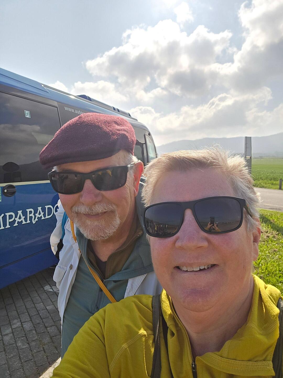 Here we are next to the bus.