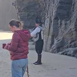 He's playing as the tide receeds.