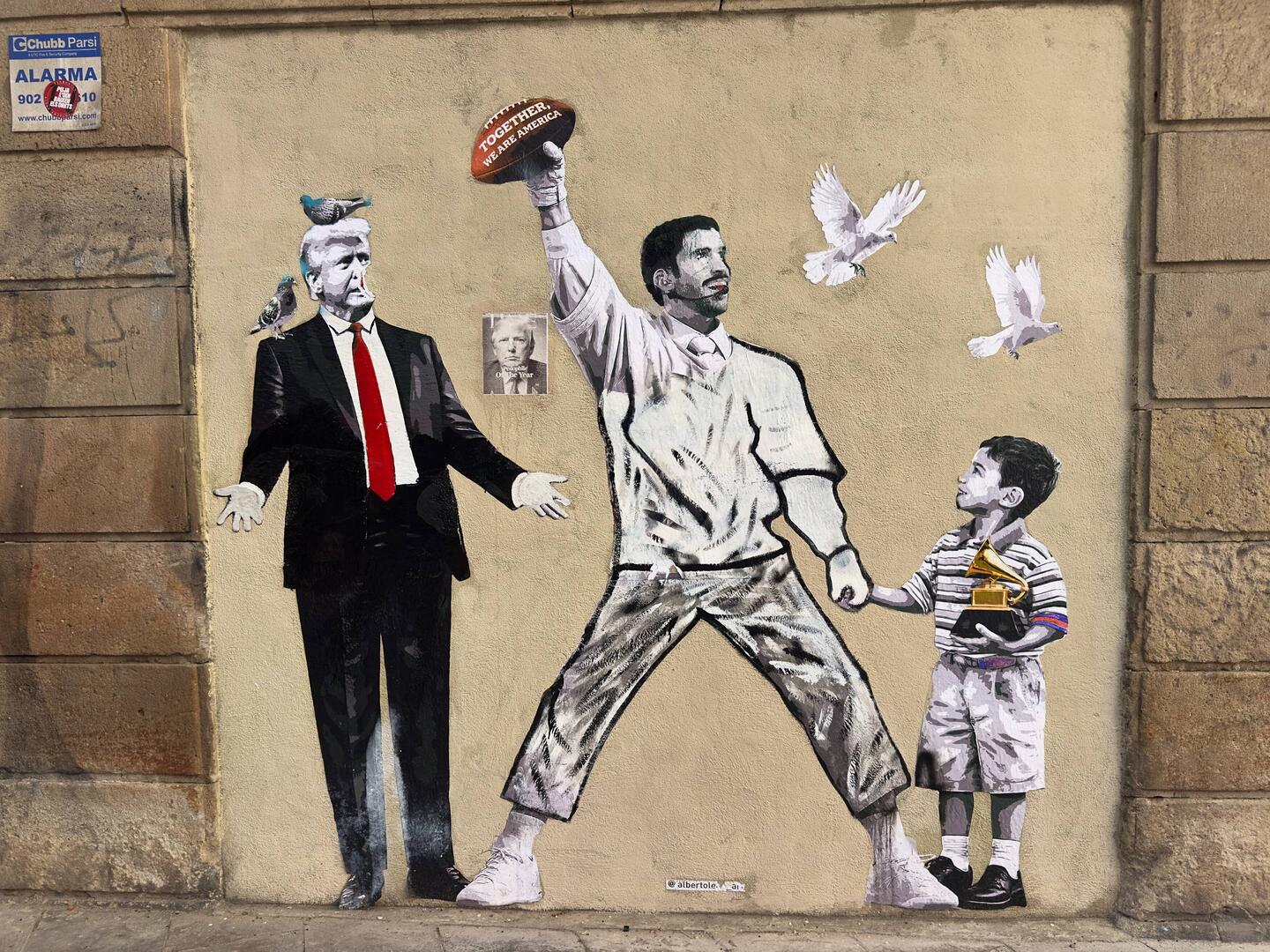 The Bad Bunny and Trump mural.