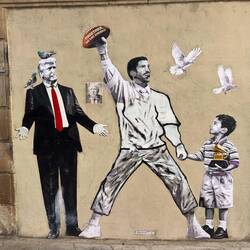The Bad Bunny and Trump mural.