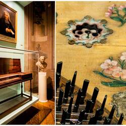 Sala di Enzo ... pianoforte with floral decorations ... Palazzo Sanguinetti ... MIBdM — Bologna.