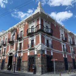 The Alfenique House that looks like it is decorated with marzipan.