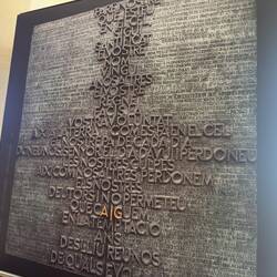 The southern door with "give us our daily bread" from the Lord's Prayer in different languages.