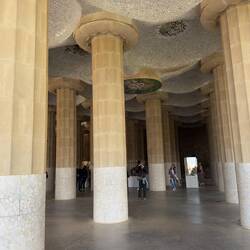 Underneath Park Guell's viewing platform.