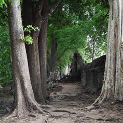 Very tall wall surrounding pyramid