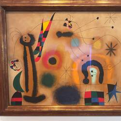 Dragonfly with Red-Tipped Wings in Pursuit of a Serpent Spiraling Towards a Comet, Joan Miro, 1951.