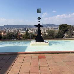 An outdoor sculpture by Joan Miro.