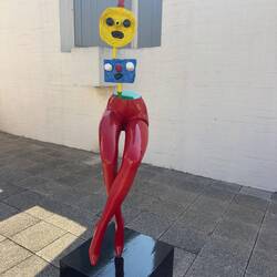 An outdoor sculpture by Joan Miro.