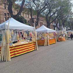 Traditionelle Marktstände für geflochtene Palmwedel zu Palmsonntag (aus Kunststoff in Folie 😟)