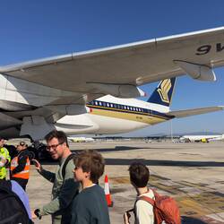 9V-SMJ at the remote bay at BCN waiting to operate as SQ377 to MXP and onwards to SIN.