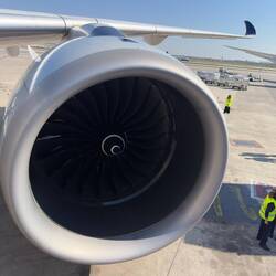 9V-SMJ at the remote bay at BCN waiting to operate as SQ377 to MXP and onwards to SIN.