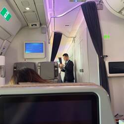 Inside the cabin on SQ377.