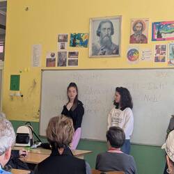 3 teens from the local school answering our questions.