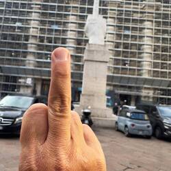 L.O.V.E. sculpture, with my ugly middle finger for comparison.