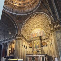 The grand interior of the Santa Maria Presso San Satiro.