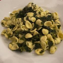 My vegetable orecchiette dinner at the local trattoria.