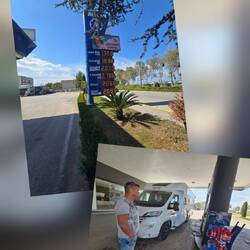 Bevor es auf die Fähre auf's Festland geht, wird noch Diesel u. Gas (sh. Preise 🙈) getankt ⛽️💰