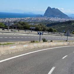 Gibraltar in the distance as we head off into Spain