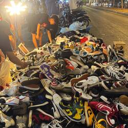 ... mountains of shoes.