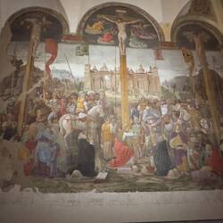 The Crucifixion occupies the wall opposite The Last Supper.