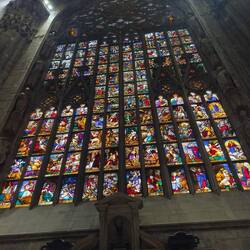 This was one of three huge stained glass walls; this one focused on the theme of apocalypse.