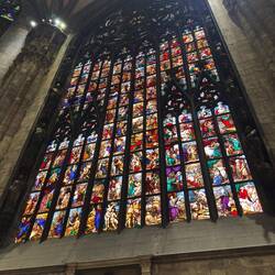 This was one of three huge stained glass walls; this one focused on the Old Testament.