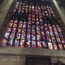 This was one of three huge stained glass walls; this one focused on the New Testament.