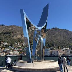 A sculpture dedicated to Volta in a pier at Lake Como.