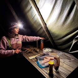 Preparing our evening snacks