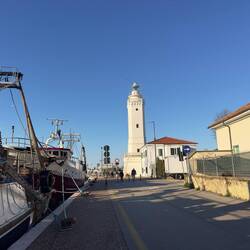 Walking past fishing boats en route to the Adriatic Seafront.