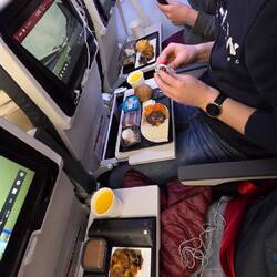 Vegetarisch? Nicht vorgesehen, die Stewardess hat es ermöglicht und ihr Crew-Essen uns gegeben ☺️