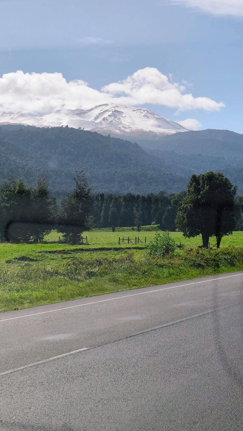 Nach zwei Wochen Regen endlich Sonnenschein und Blick auf den Vulkan Osorno