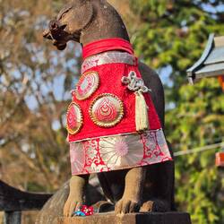 Fuchs (Kitsune), gelten als Boten des Gottes Inari